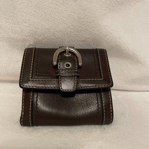 Coach Small Dark Brown Wallet Leather with Buckle - Pre-owned